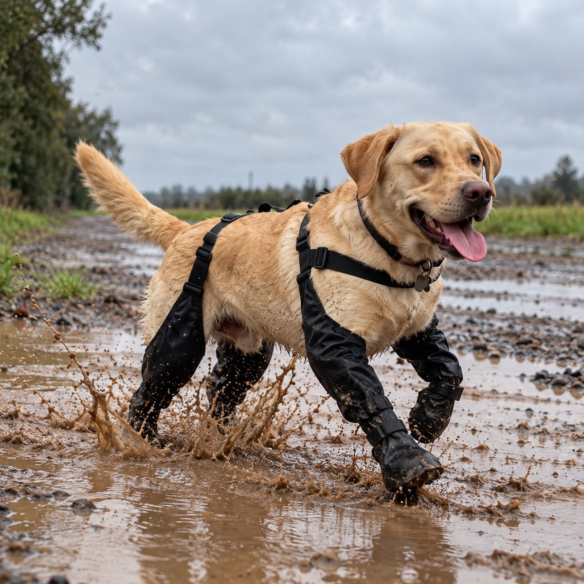 Botas antideslizantes para perro con tirantes